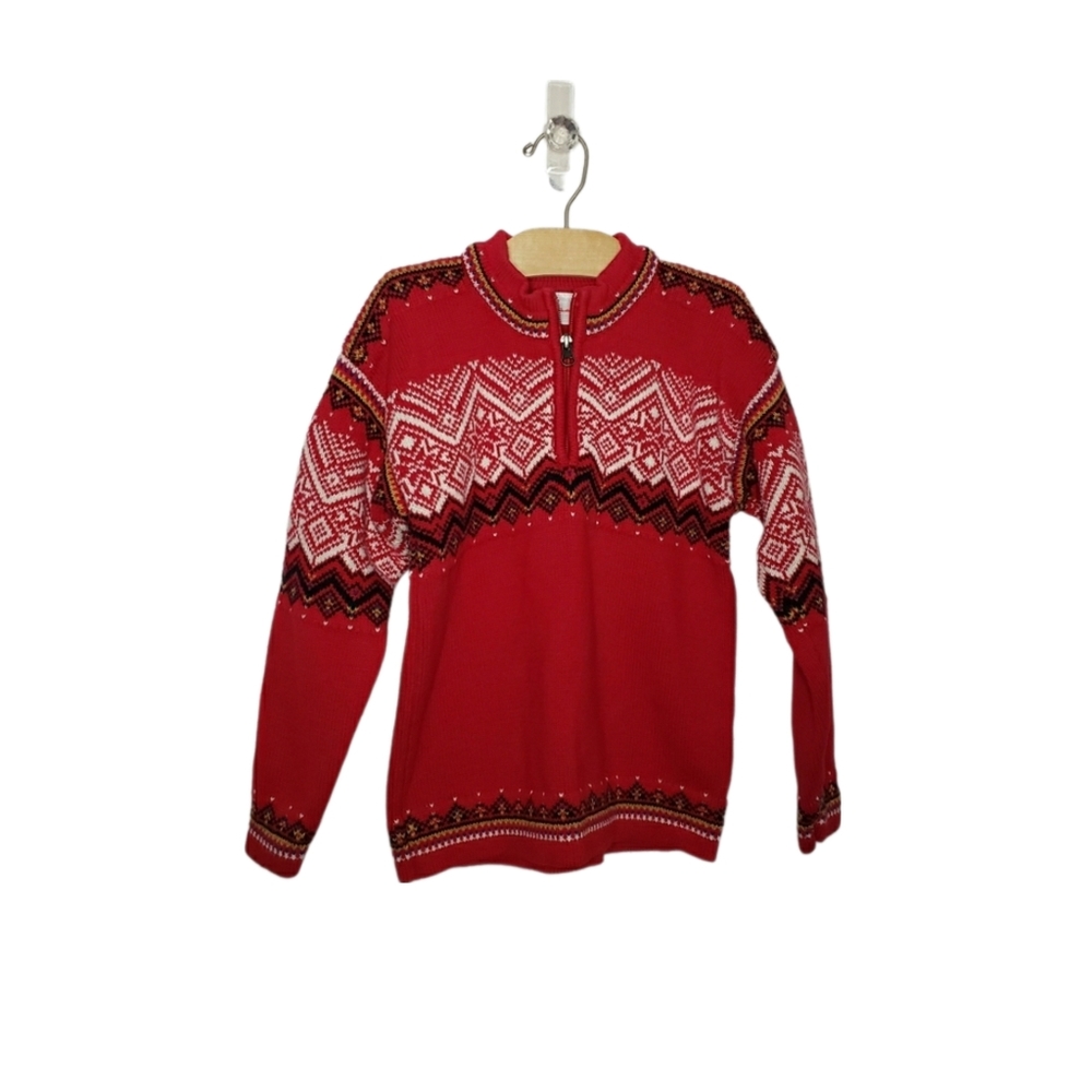 Hanna Andersson 130 / 8 Fair Isle Snowflake Nordic Quarter Zip Pullover Sweater